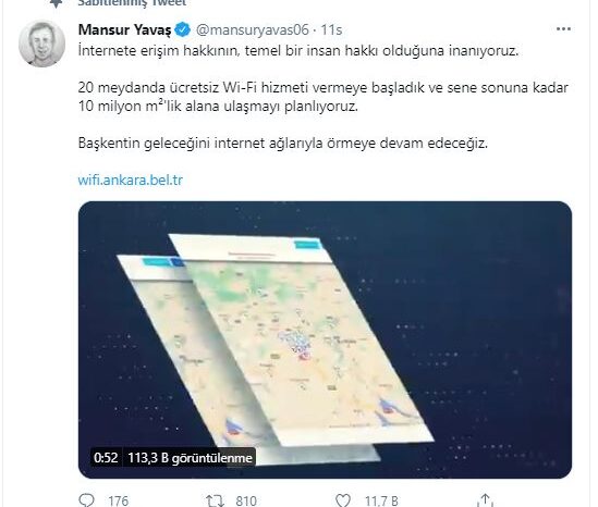 Ücretsiz Wi-Fi hizmeti, Ankara’da 20 meydanda aktifleştirildi