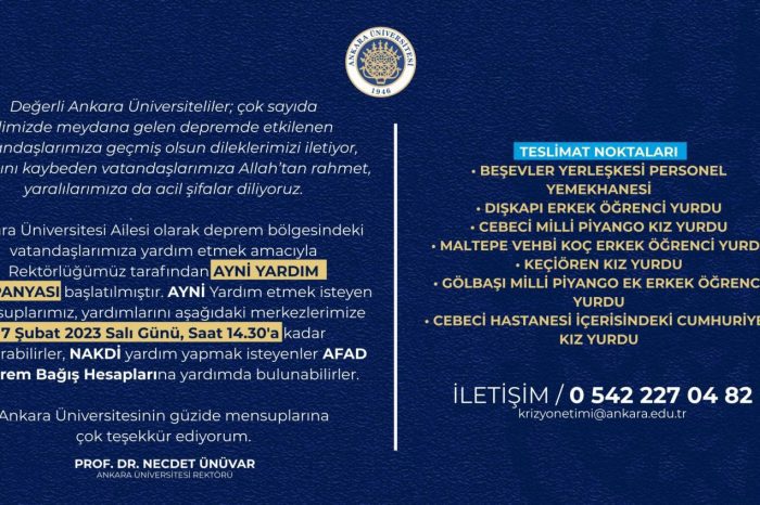 Ankara Üniversitesi'nden yardım kampanyası