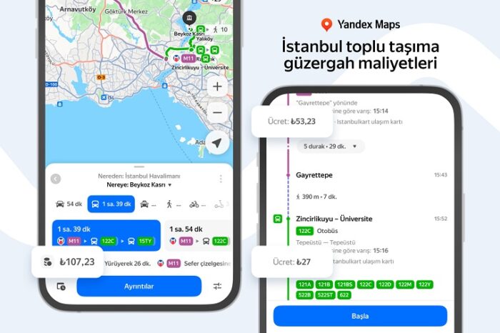Yandex Türkiye, İstanbul toplu taşıma ücretlerini gerçek zamanlı gösteriyor
